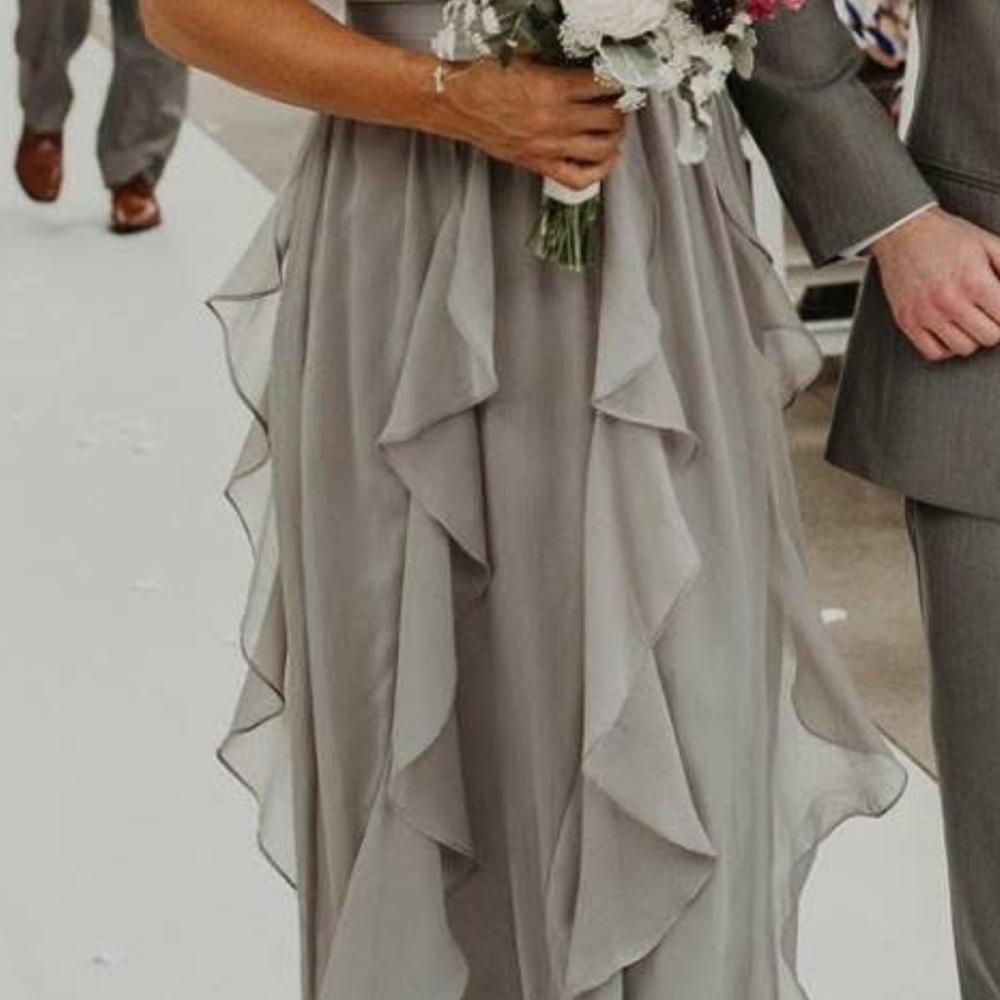 Elegant Gray Bridesmaid Dress - Picture 2 of 8